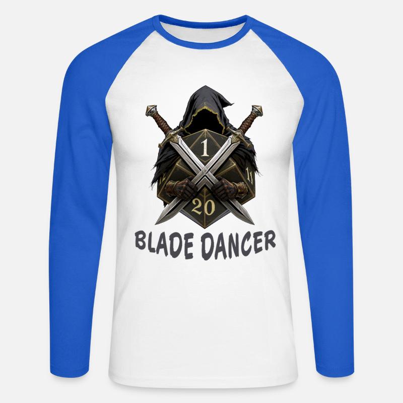 Blade Dancer – Kapuze mit zwei Schwertern - Unisex Baseballshirt langarm - Weiß/Royalblau