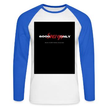 Positive Energy Motivation Graphic Design - Unisex Long Sleeve Baseball T-Shirt - white/royal blue - Front - Nik (191cm)