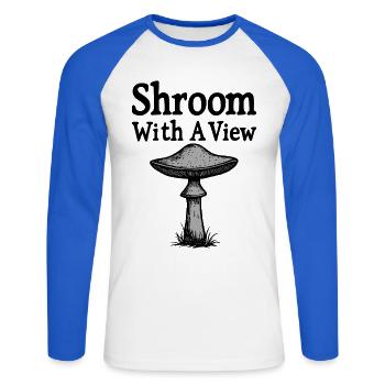 Shroom With A View - Pilz Spruch - Unisex Long Sleeve Baseball T-Shirt - white/royal blue - Front - Nik (191cm)