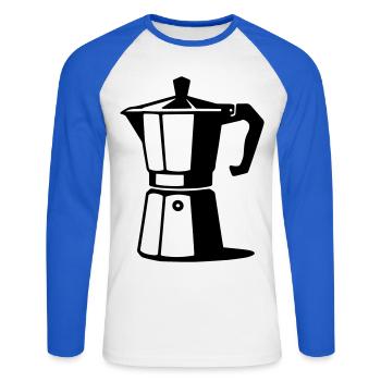 Espresso pot - Unisex Long Sleeve Baseball T-Shirt - white/royal blue - Front - Nik (191cm)