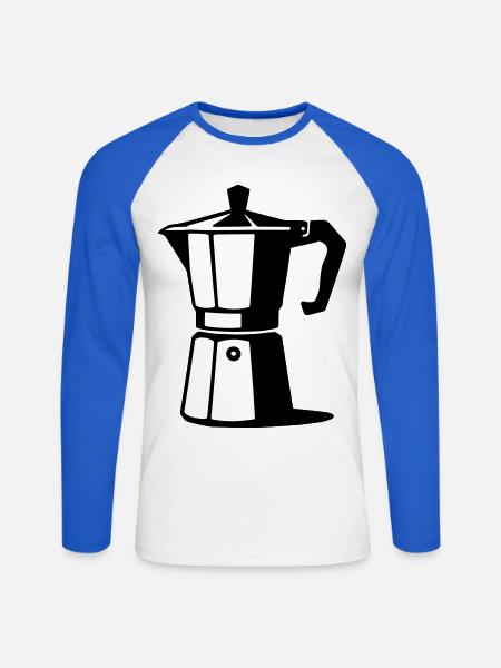Espresso pot - Unisex Long Sleeve Baseball T-Shirt - white/royal blue