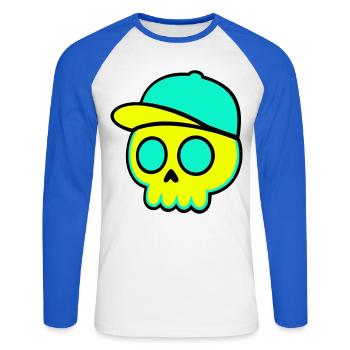 Casquette fluo Streetwear - T-shirt baseball manches longues Homme - blanc/bleu royal - Devant - Nik (191cm)