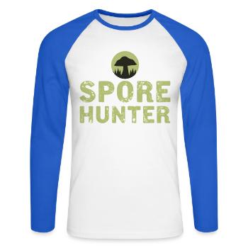 Pilz Spruch Pilzsammler Grafik - Unisex Baseballshirt langarm - Weiß/Royalblau - Vorne - Nik (191cm)
