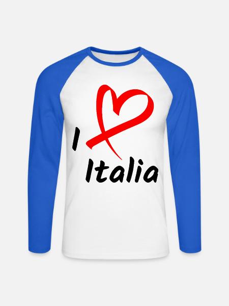 I Love Italia Herz Geschenk - Unisex Baseballshirt langarm - Weiß/Royalblau