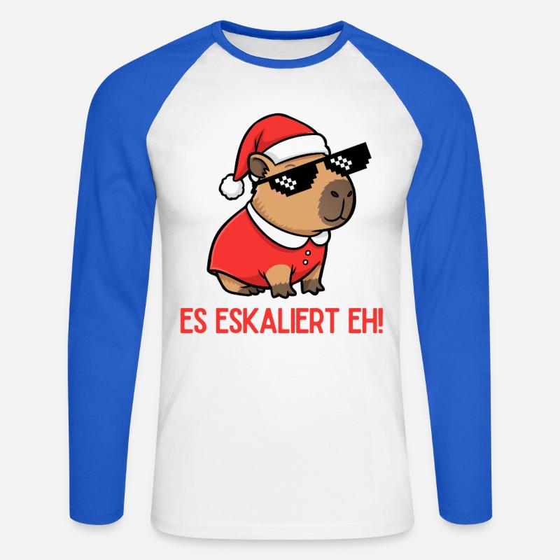 Es eskaliert eh – Weihnachtsfeier Edition 🎄🎉 - Unisex Baseballshirt langarm - Weiß/Royalblau