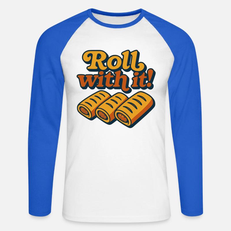 Lass dich darauf ein - Unisex Baseballshirt langarm - Weiß/Royalblau