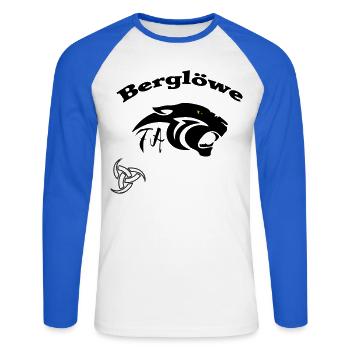 Berglöwe - Unisex Baseballshirt langarm - Weiß/Royalblau - Vorne - Nik (191cm)