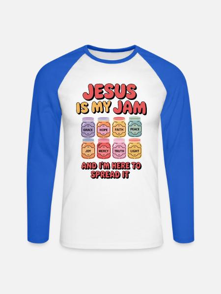 Jesus Ist Mein Ding Und Ich Verbreite Es - Unisex Baseballshirt langarm - Weiß/Royalblau