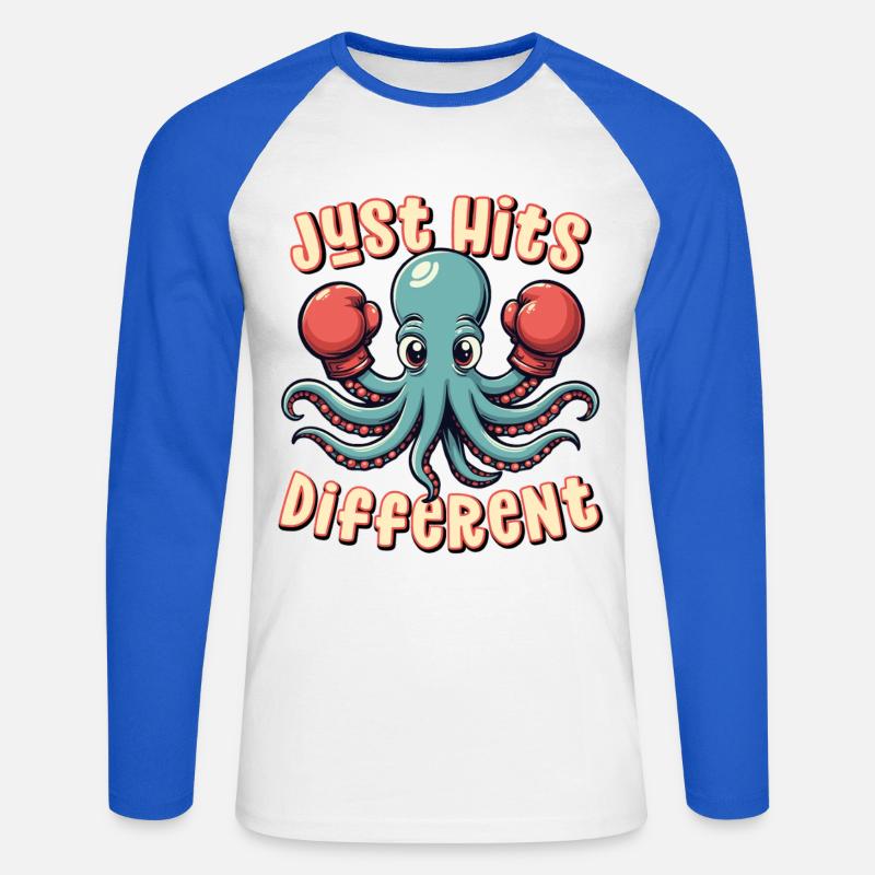 Frappe simplement différemment - T-shirt baseball manches longues Homme - blanc/bleu royal