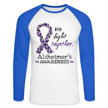 Strong together against Alzheimer's - Unisex Long Sleeve Baseball T-Shirt - white/royal blue - Front - Nik (191cm)