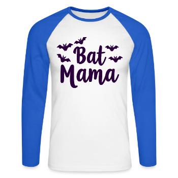Bat Mama – Bat Mother Statement - Unisex Long Sleeve Baseball T-Shirt - white/royal blue - Front - Nik (191cm)