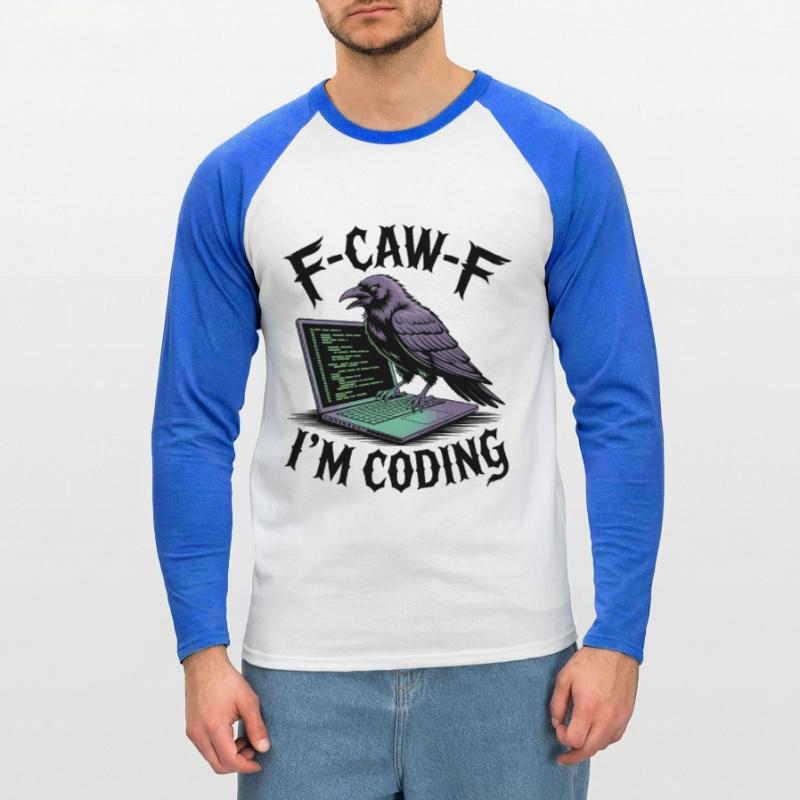 RabenCoder: Code Raven am Laptop Unisex Baseballshirt langarm