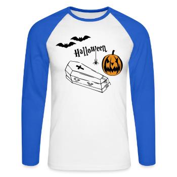 Halloween Kürbis Silhouette - Unisex Baseballshirt langarm - Weiß/Royalblau - Vorne - Nik (191cm)