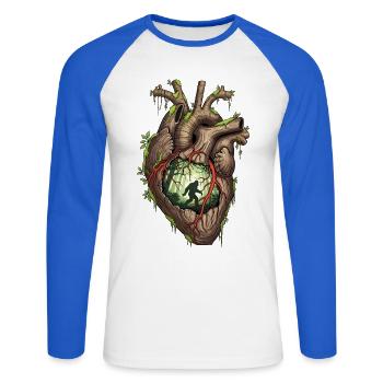 Heart Bigfoot Jungle - Unisex Long Sleeve Baseball T-Shirt - white/royal blue - Front - Nik (191cm)