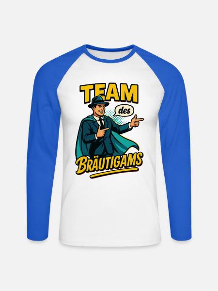 Team des Bräutigams Helden - Unisex Baseballshirt langarm - Weiß/Royalblau