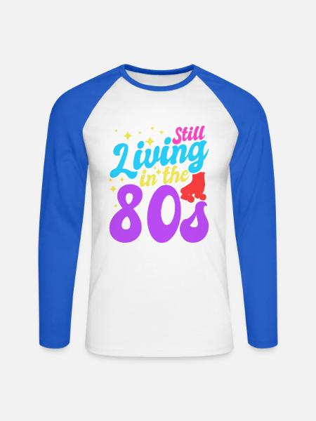 Immer noch in den 80ern lebend - Unisex Baseballshirt langarm - Weiß/Royalblau