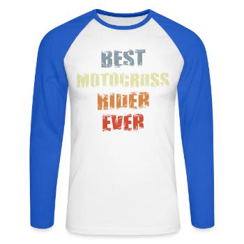 Meilleur pilote de motocross de tous les temps - T-shirt baseball manches longues Homme - blanc/bleu royal - Devant - Nik (191cm)