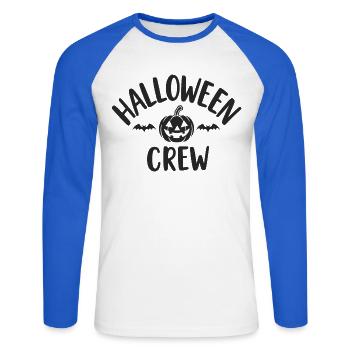 Halloween Crew Pumpkin Head Troop - Unisex Long Sleeve Baseball T-Shirt - white/royal blue - Front - Nik (191cm)