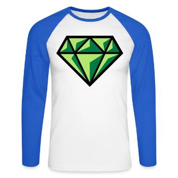 Diamant (pierre précieuse symbole brillant / POS Gre 3C) - T-shirt baseball manches longues Homme - blanc/bleu royal - Devant - Nik (191cm)
