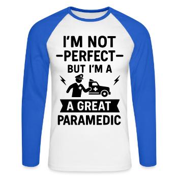 Super paramedic rescue - Unisex Long Sleeve Baseball T-Shirt - white/royal blue - Front - Nik (191cm)