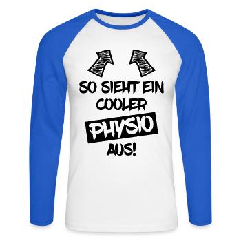 Cool Physio Physiotherapist Physiotherapy - Unisex Long Sleeve Baseball T-Shirt - white/royal blue - Front - Nik (191cm)