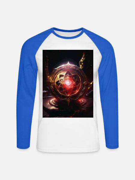 Wurzelchakra – Muladhara: Feuer der Erde - Unisex Baseballshirt langarm - Weiß/Royalblau
