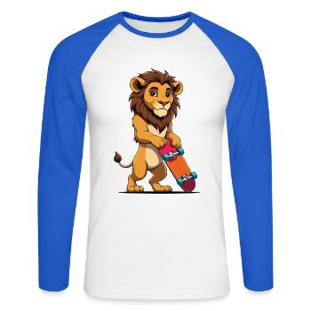 Lion Cub Skateboard Power - Unisex Long Sleeve Baseball T-Shirt - white/royal blue - Front - Nik (191cm)