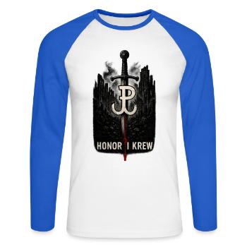 Honor i Krew Polish Resistance Art - Unisex Long Sleeve Baseball T-Shirt - white/royal blue - Front - Nik (191cm)