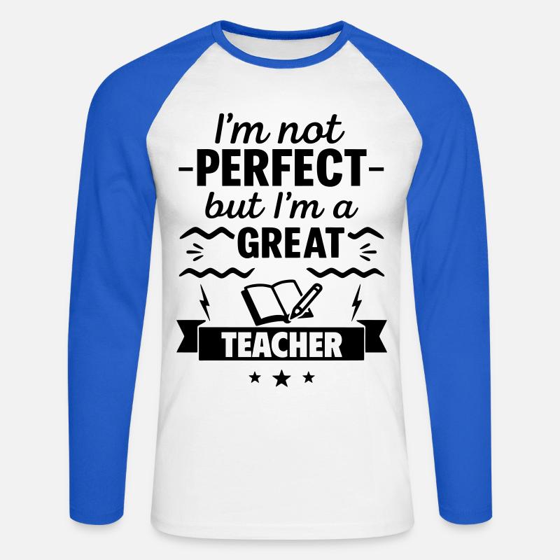 Nicht perfekt aber ein super Lehrer - Unisex Baseballshirt langarm - Weiß/Royalblau