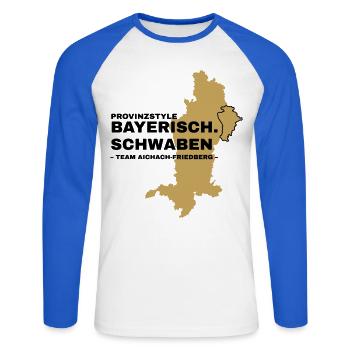 Swabia | AICHACH-FRIEDBERG - Unisex Long Sleeve Baseball T-Shirt - white/royal blue - Front - Nik (191cm)