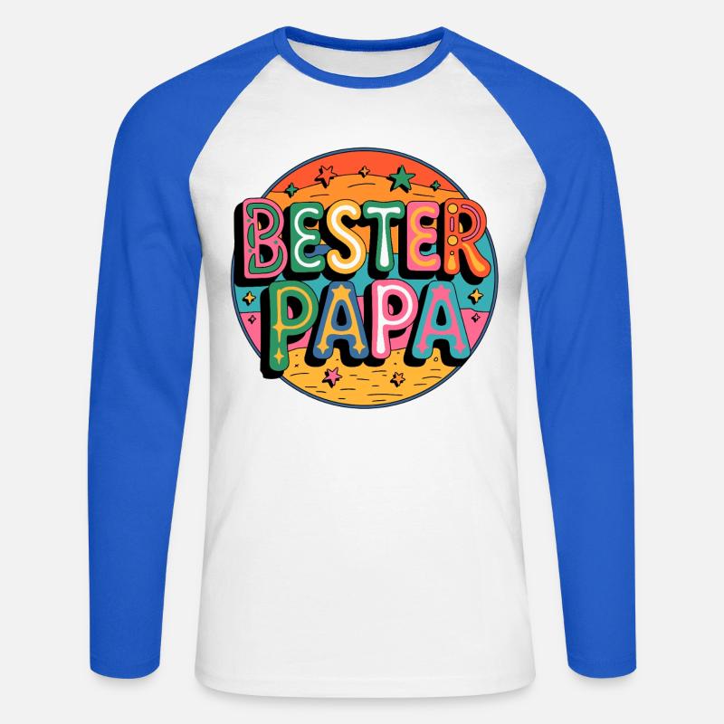 Bester Papa Farbexplosion - Unisex Baseballshirt langarm - Weiß/Royalblau