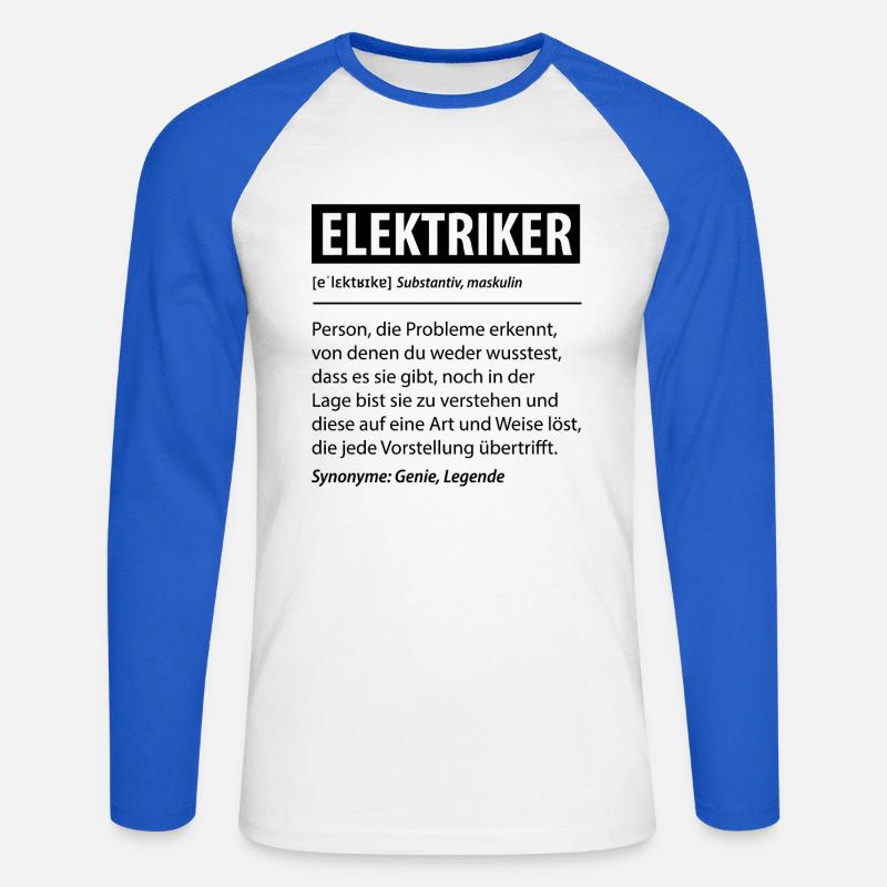 Elektriker Strom Experte Beruf Lustige Geschenk - Unisex Baseballshirt langarm - Weiß/Royalblau