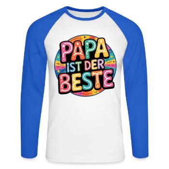 DAD IS THE BEST - Unisex Long Sleeve Baseball T-Shirt - white/royal blue - Front - Nik (191cm)