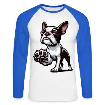 Boston Terrier Boston Terrier owner Bosti - Unisex Long Sleeve Baseball T-Shirt - white/royal blue - Front - Nik (191cm)