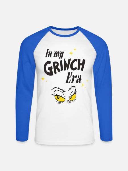 Grinchen Min Grinch-æra & Gennemtrængende Blik - Langærmet herre-baseballshirt - hvid/kongeblå