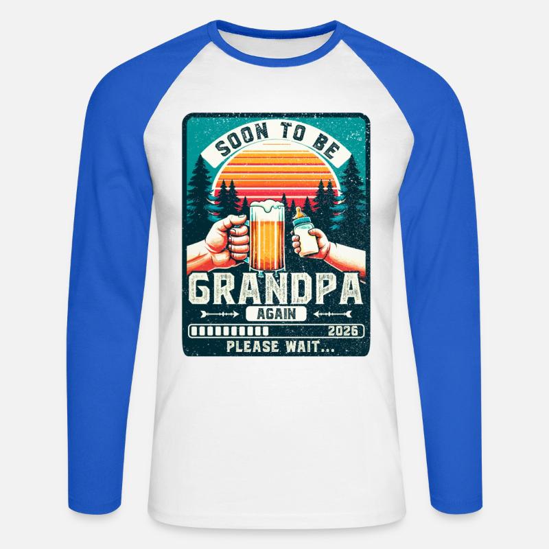 Werdender Opa loading zukünftiger Großvater 2026 - Unisex Baseballshirt langarm - Weiß/Royalblau