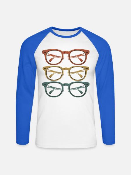 Bunte Brillen Trio Kollektion - Unisex Baseballshirt langarm - Weiß/Royalblau