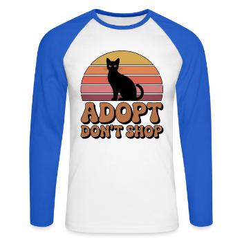 Rette Tiere: Adoptiere, Nicht Kaufen - Unisex Baseballshirt langarm - Weiß/Royalblau - Vorne - Nik (191cm)