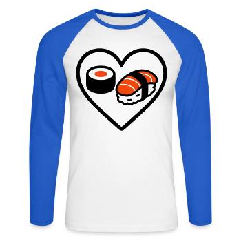 Sushi Heart Maki Salmon Japan Food Lover - Unisex Long Sleeve Baseball T-Shirt - white/royal blue - Front - Nik (191cm)