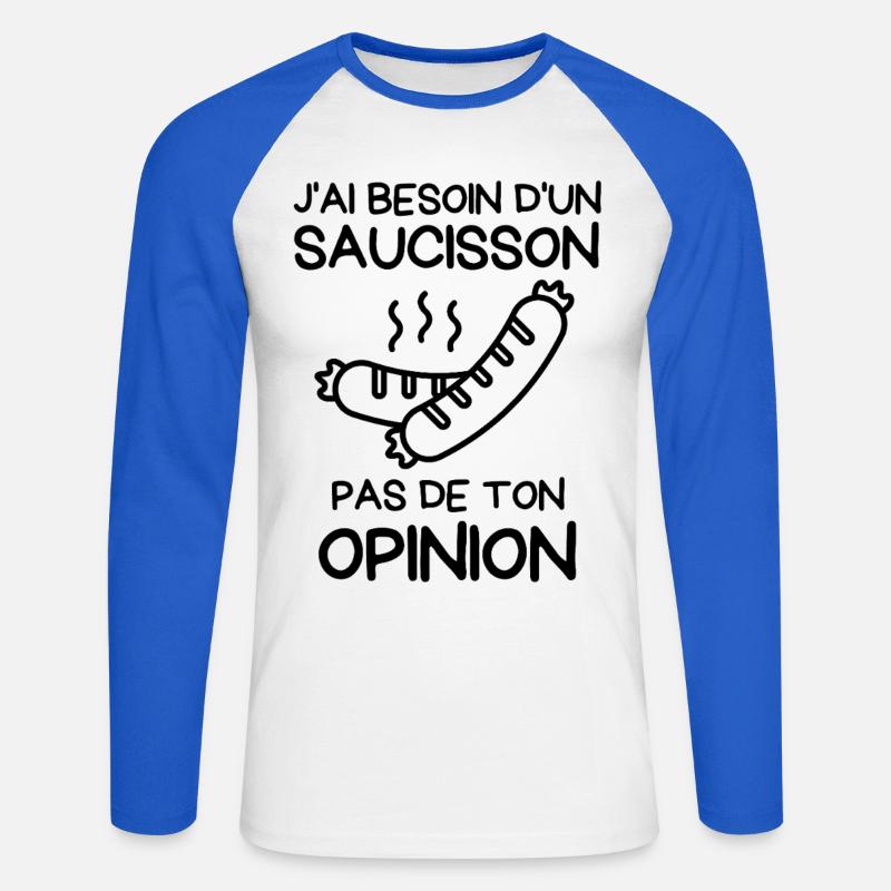 Brauchen Sie eine Wurst - Unisex Baseballshirt langarm - Weiß/Royalblau