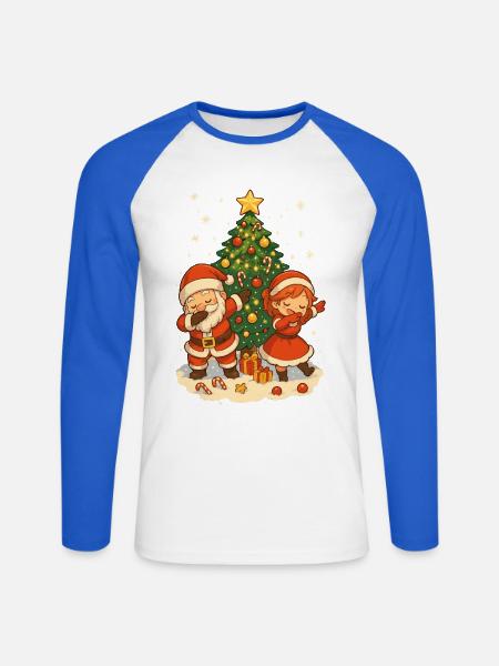 Dabbing Weihnachtsmann, Paar Shirt, lustig - Unisex Baseballshirt langarm - Weiß/Royalblau