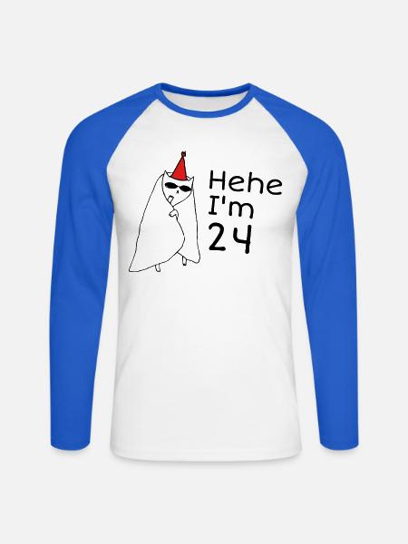 24-jähriges Jubiläum – 24-jähriges Jubiläumsgeschenk - Unisex Baseballshirt langarm - Weiß/Royalblau