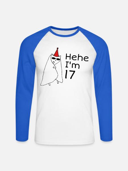 17-jähriges Jubiläum – 17-jähriges Jubiläumsgeschenk - Unisex Baseballshirt langarm - Weiß/Royalblau