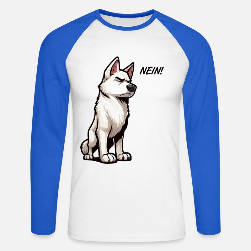 Nein Weißer Schäferhund Schäferhund Schäferhunde - Unisex Baseballshirt langarm - Weiß/Royalblau