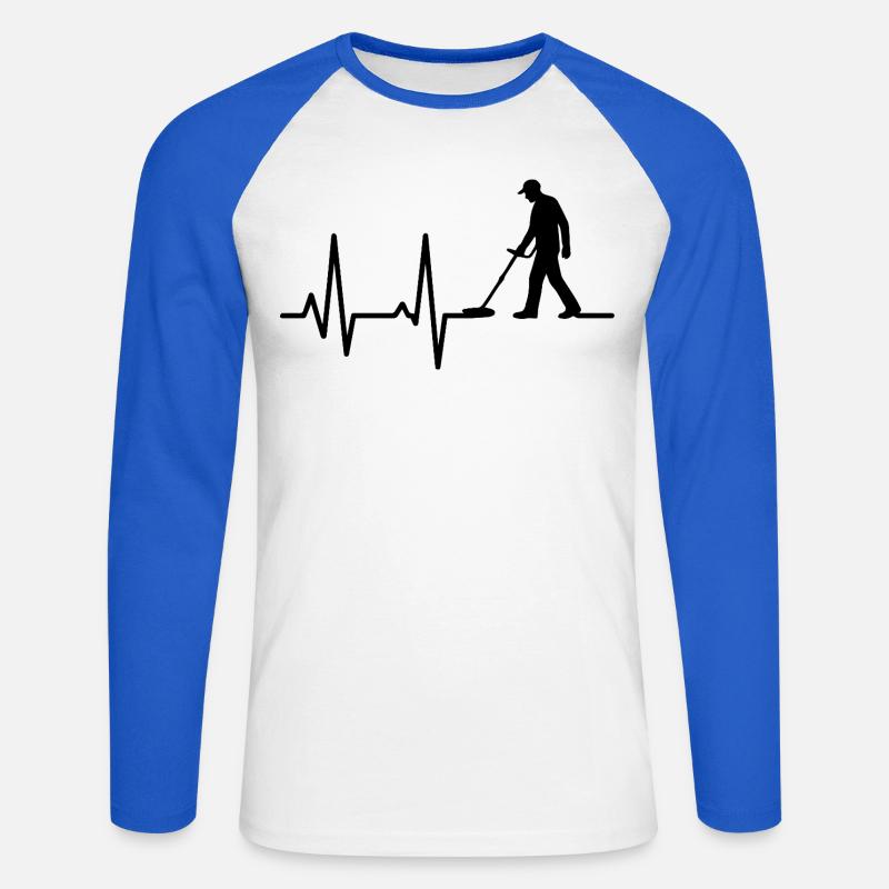 Herzschlag-oder-Metall-Detektions-Enthusiast - Unisex Baseballshirt langarm - Weiß/Royalblau