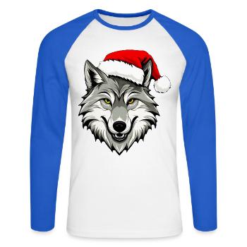 Weihnachten Wolf - Unisex Baseballshirt langarm - Weiß/Royalblau - Vorne - Nik (191cm)
