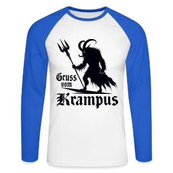 Gruss Vom Krampus Ugly Christmas Monster - Unisex Long Sleeve Baseball T-Shirt - white/royal blue - Front - Nik (191cm)
