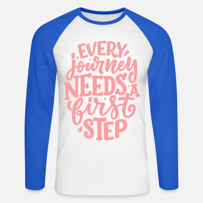 Every Journey Needs A First Step - Unisex Baseballshirt langarm - Weiß/Royalblau