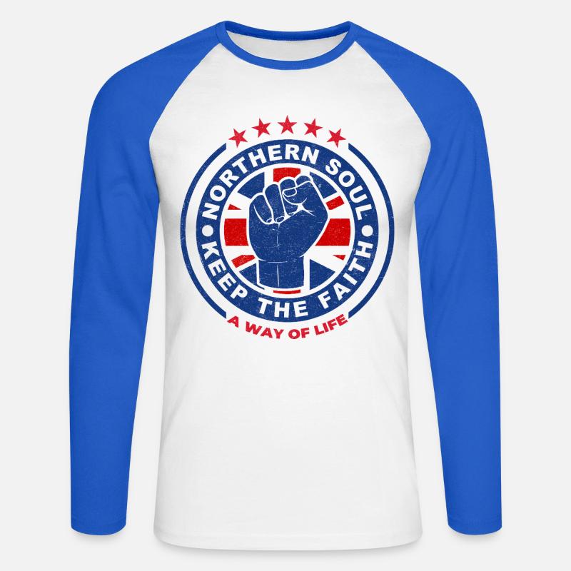 Nördliches Seelenfaust-Emblem Bewahre den Glauben - Unisex Baseballshirt langarm - Weiß/Royalblau