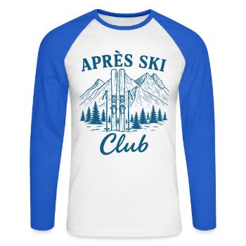 Club d’après-ski - T-shirt baseball manches longues Homme - blanc/bleu royal - Devant - Nik (191cm)